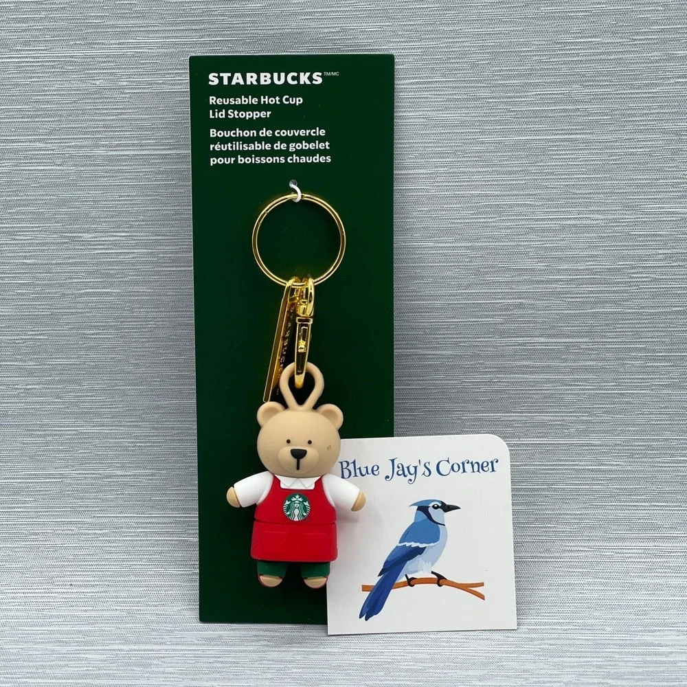 Starbucks Stopper Keychain‎ for Reusable Cup Bearista Red Apron Christmas 2025